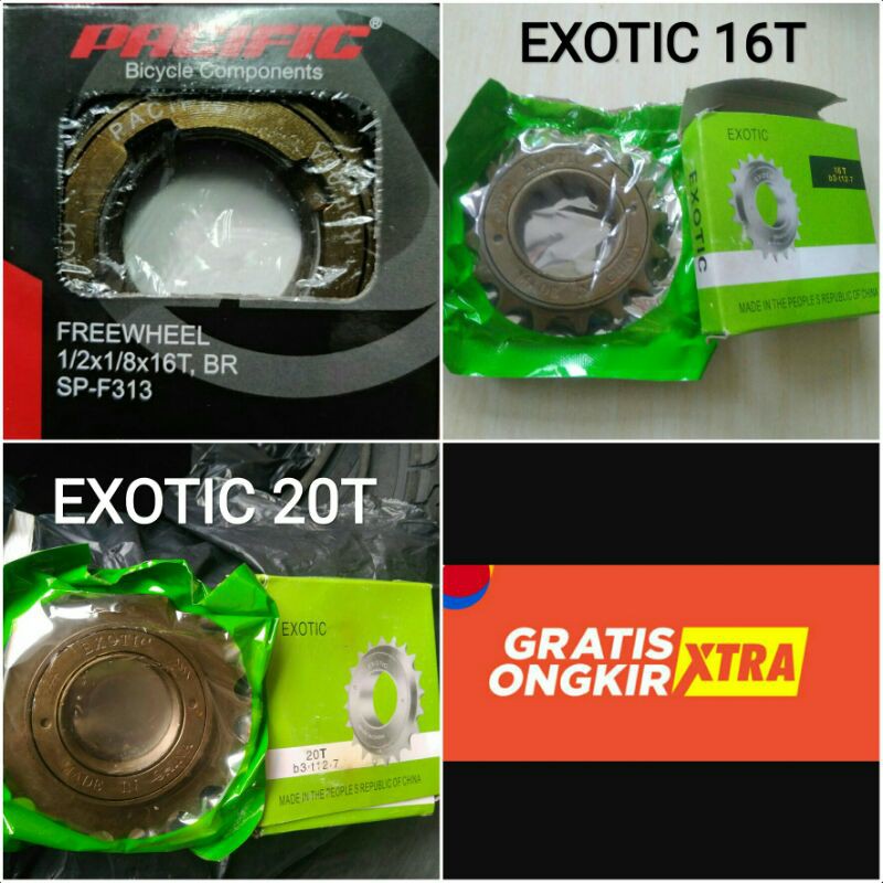 Gir Freewheel gear belakang sepeda lipat anak mini bmx mtb jengki EXOTIC PACIFIC UNITED 16T 20T sing
