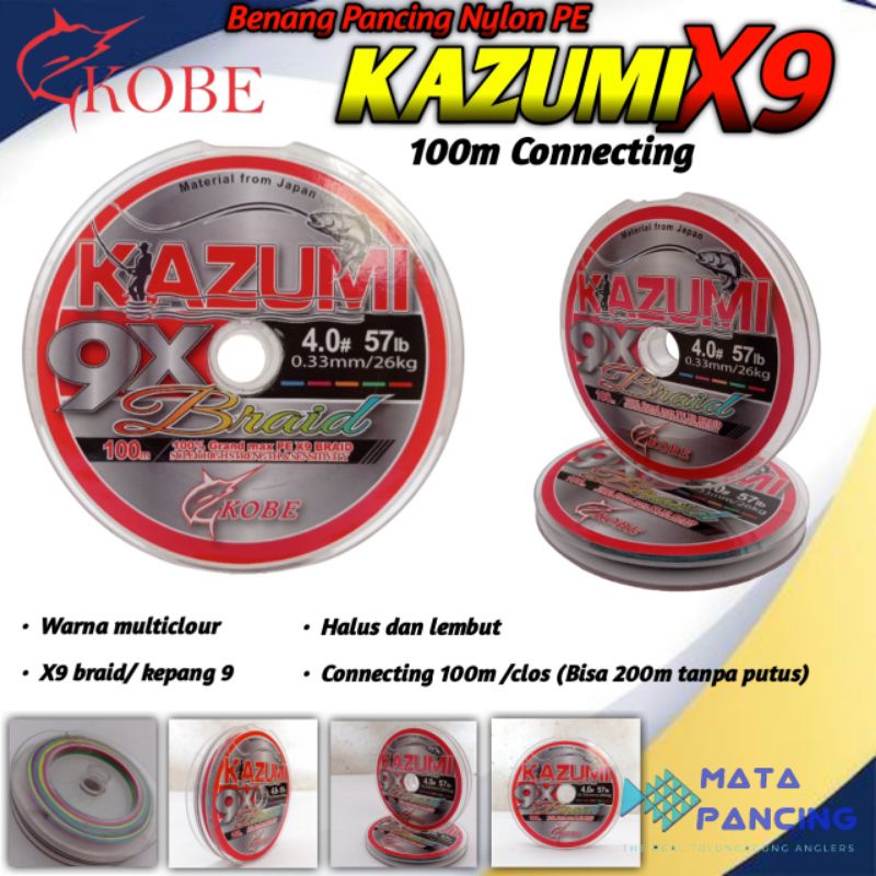 Benang pancing pe kobe kazumi 9x braid 100m connecting