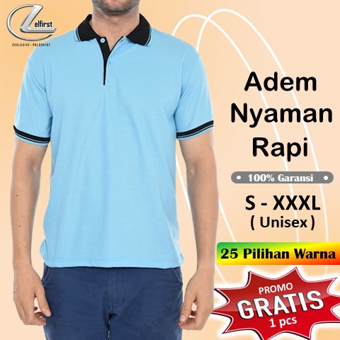 Kaos Polo Pria Polos Kerah Distro Premium Original Unisex Bahan Nyaman Ukuran S M L XL XXL XXXL Jumb