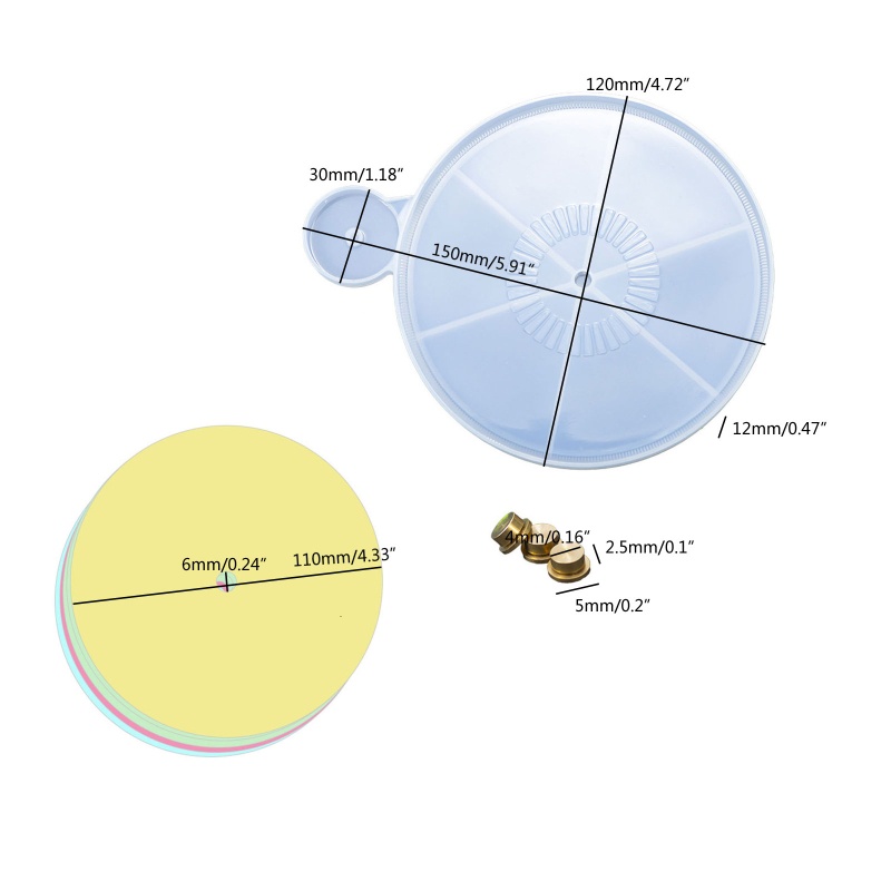 SIY  Turntable Mold with Bearings Round Card Paper Lucky Turntable Game Resin Epoxy Casting Mold for Couple Diy Making Crafts