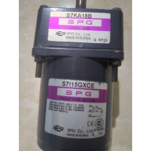 Ac Motor Gearbox S.P.G 220V Ratio 1:18 15W