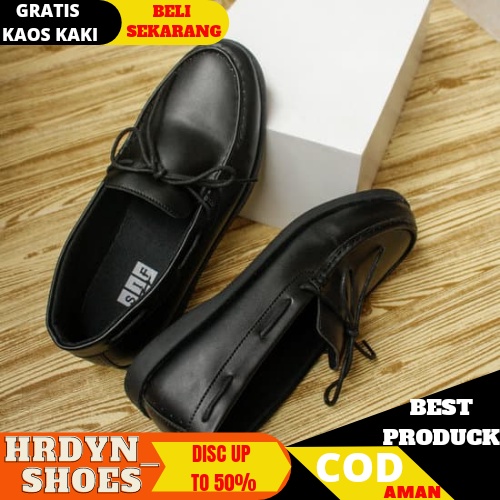 ELDER- Sepatu Pansus Pria - Sepatu Casual Semi Formal Kantor Ori Murah || Slip On Pria Kulit Hitam