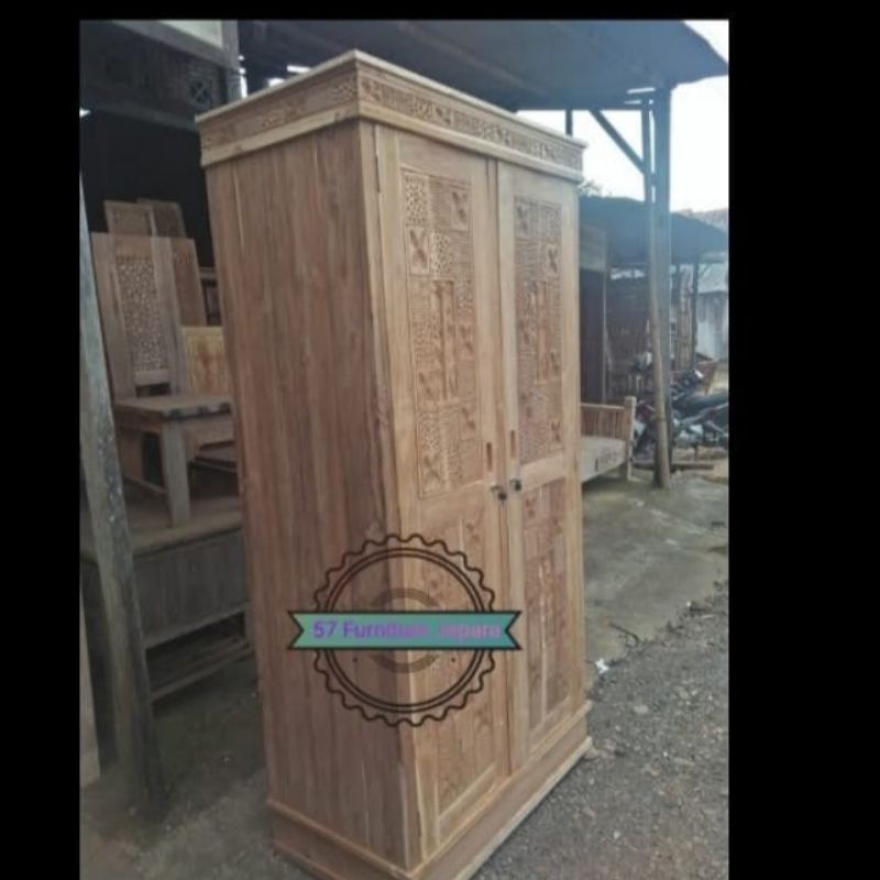 Lemari pakaian 2pintu jati mentahan