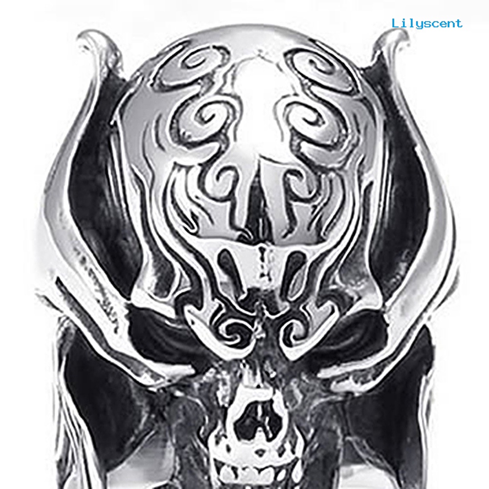 Ls Perhiasan Cincin Stainless Steel Punk Gothic Desain Tengkorak Helm Prajurit Untuk Pria