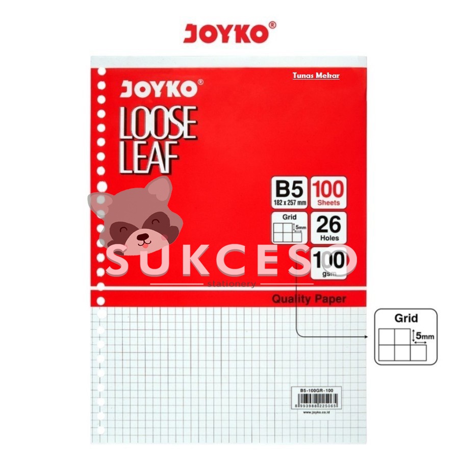

Joyko Loose Leaf B5 (Blank, Grid & Dotted) 100 Sheets Kertas Isi Ulang