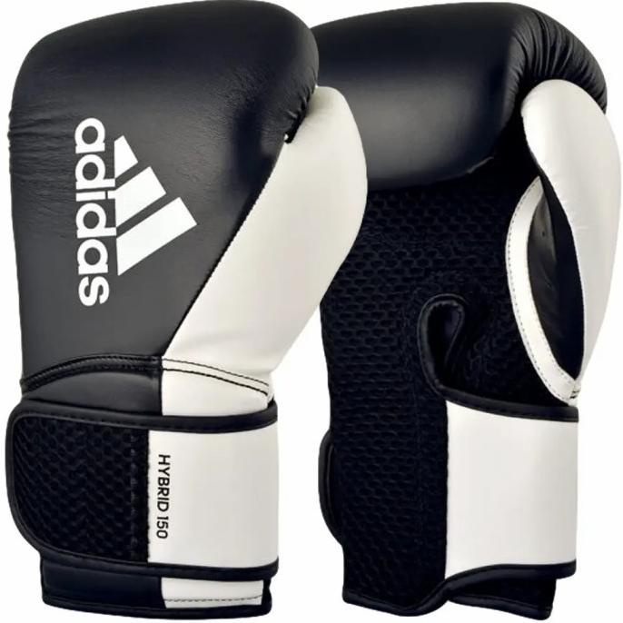 Sarung Tinju Muaythai 12 Oz Adidas Hybrid 150 Black White