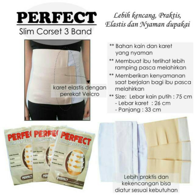 Korset / Stagen Gurita Ibu Perfect Slim 3 Bands Perekat Setelah Melahirkan Sabuk Hamil