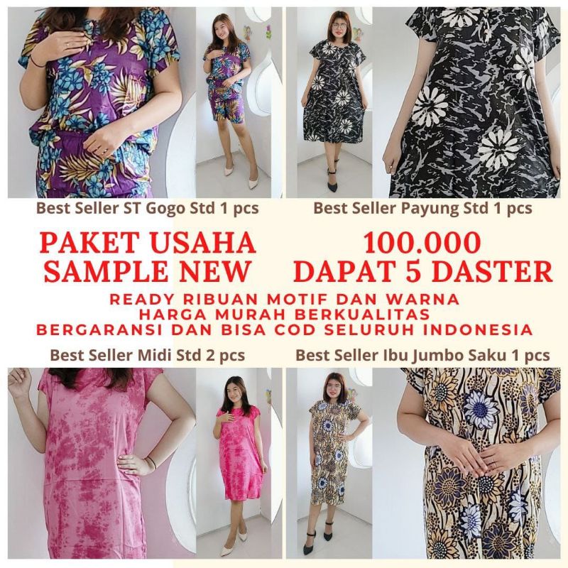 COD 3 Paket Sample Daster Paket Usaha Daster Baju Wanita Viral Kekinian Daster Rayon Grosir Daster T