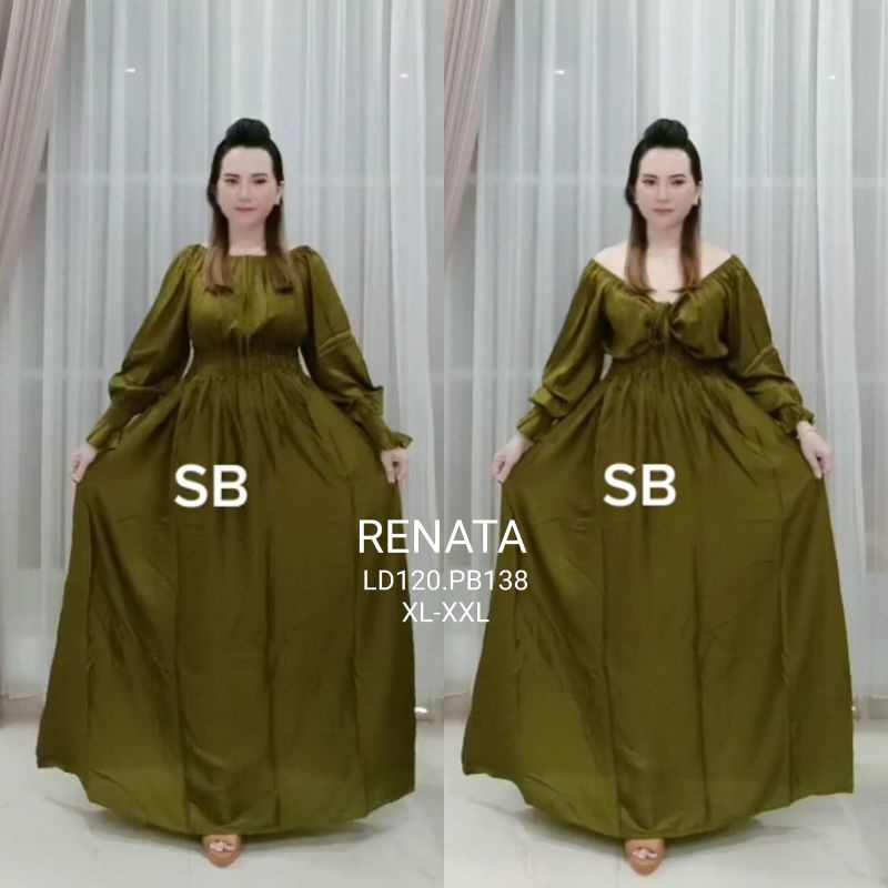 dress Renata dress serut panjang long dress jumbo