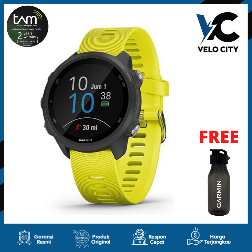 Garmin Forerunner 245 Amp Yellow non music - Garansi Resmi TAM 2 Tahun (Kuning)