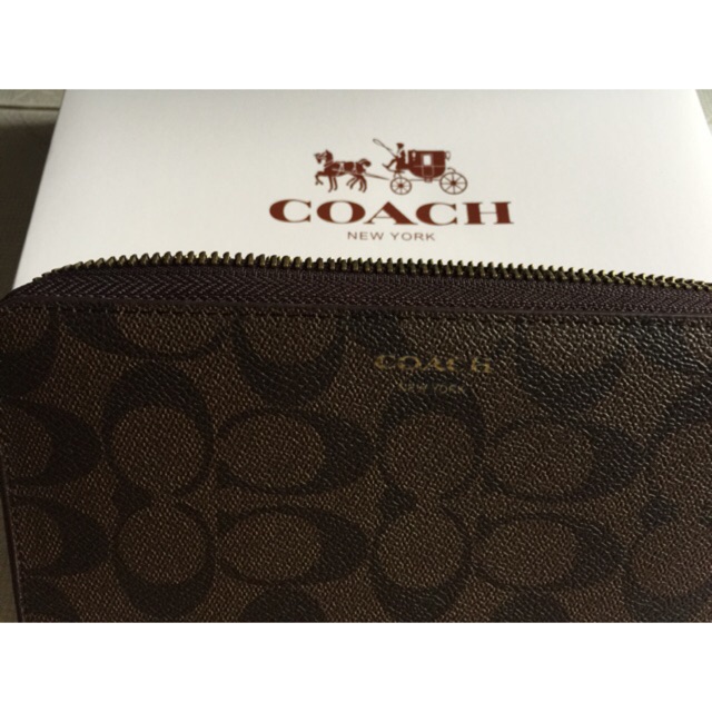 COACH SIGNATURE BROWN ZIP LONG WALLET PRELOVED ORIGINAL (Accordion) second