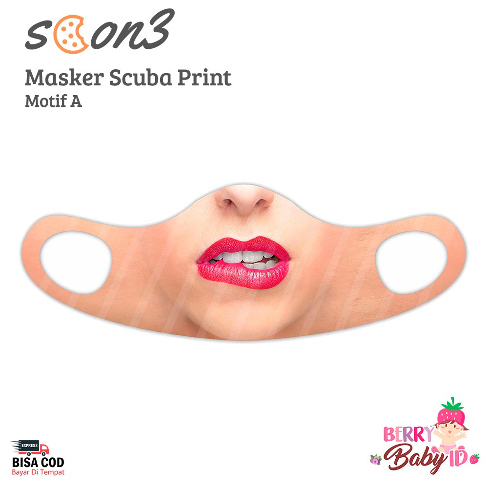 Scon3 Masker Dewasa Scuba Print Karakter Face Mask Berry Mart