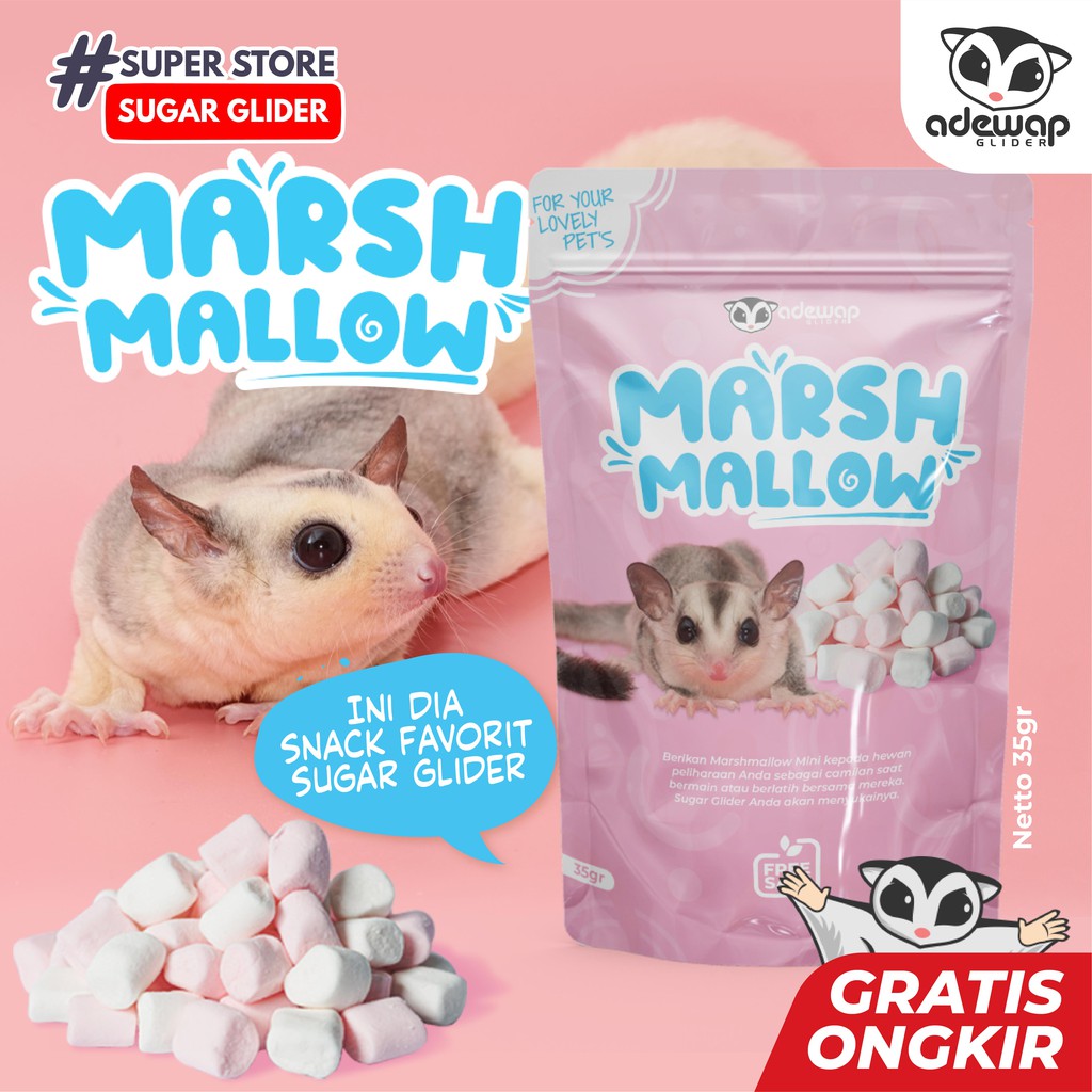 Mini Marshmallow Snack Sugar Glider / Makanan Sugar Glider Hewan / Cemilan Sugar Glider Bonding SG Joey Hamster Tupai
