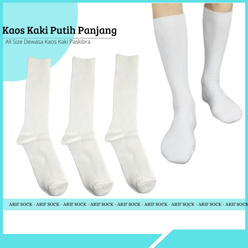 Kaos Kaus Kaki Panjang Tebal Pria Dan Wanita Putih Polos / Kaos Kaki Paskibra