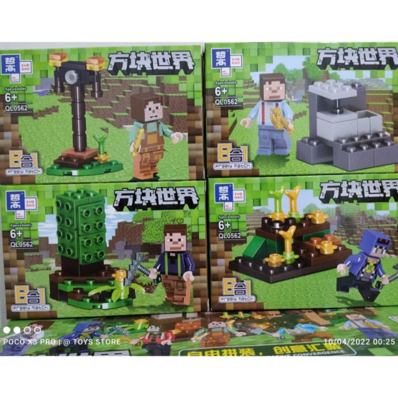 MAENAN MINICREF 8 IN 1/1 ITEM LEGO MINECRAFT GABUNGAN LENGKAP ISI 40 CUBE WORLD