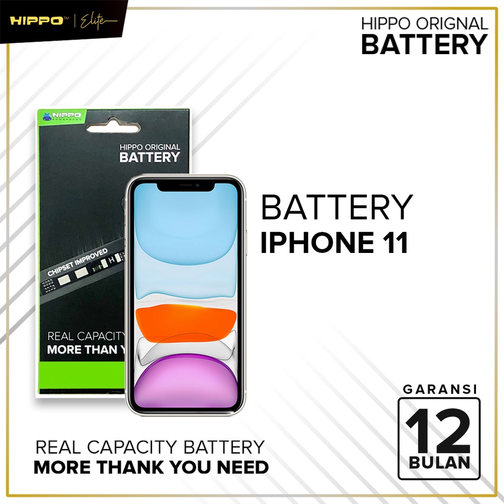 Hippo Baterai Baterry 100% ORI Baterai Iphone 11 3530mAh Original Batere Premium Batu Batre Batrai Handphone Garansi Resmi