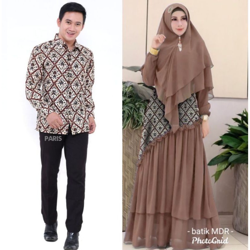 COUPLE SYAR'I HIJAB KOMBINASI BATIK PRIMIS