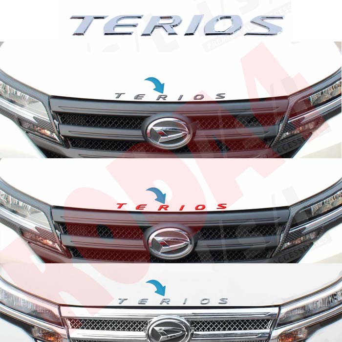 Emblem TERIOS Kap Mesin Engine Hood All New Terios Chrome Merah Hitam