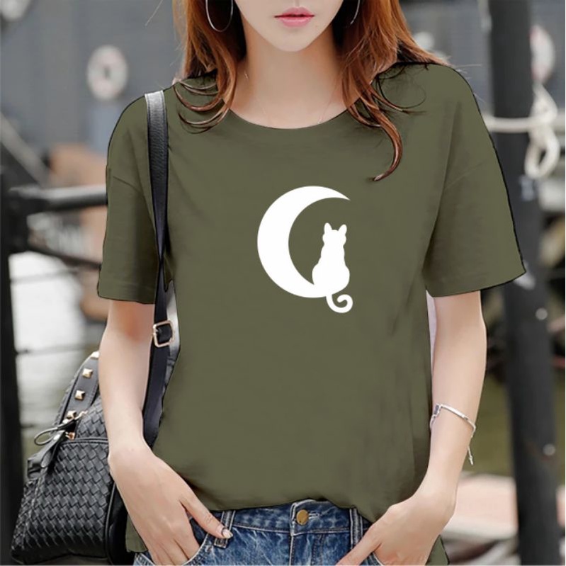 kaos wanita Oneck sabit kucing cotton baju distro wanita kaos murah