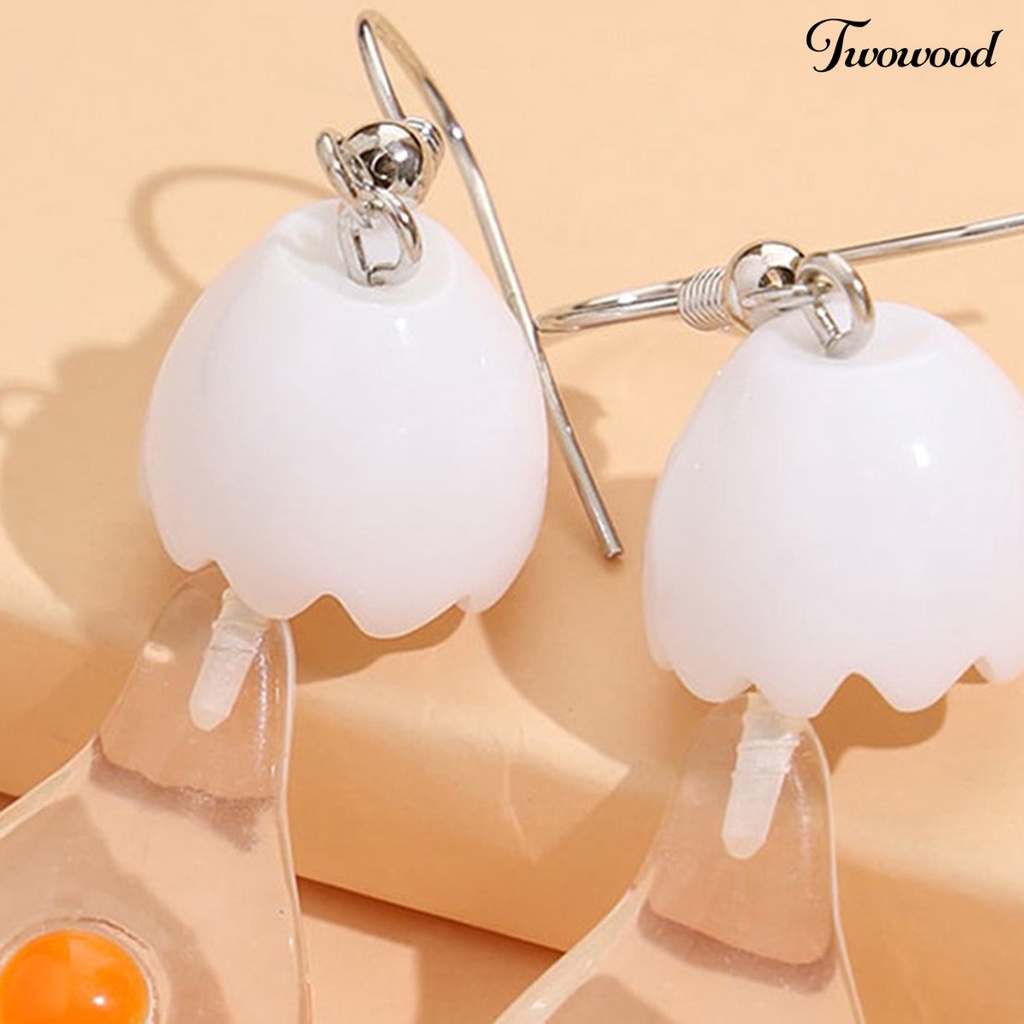 Twowood 1 Pair Drop Earrings Bulb Shape Broken Egg Women All Match Lightweight Cute Hook Earrings for Daily Wear