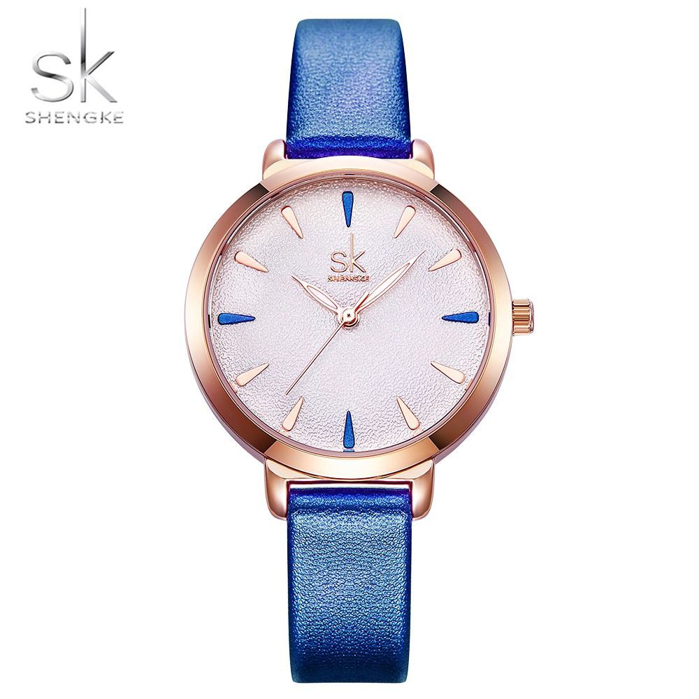 SHENGKE 8019 Jam Tangan Wanita Analog Tali Kulit WK-SBY