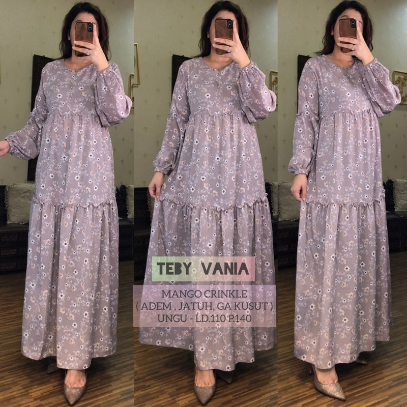 Daster Arab TEBY VANIA Maxi Dress Gamis Crinkle Premium