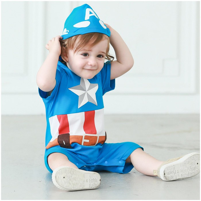 Baby captain america costume Superman romper baby kostum bayi