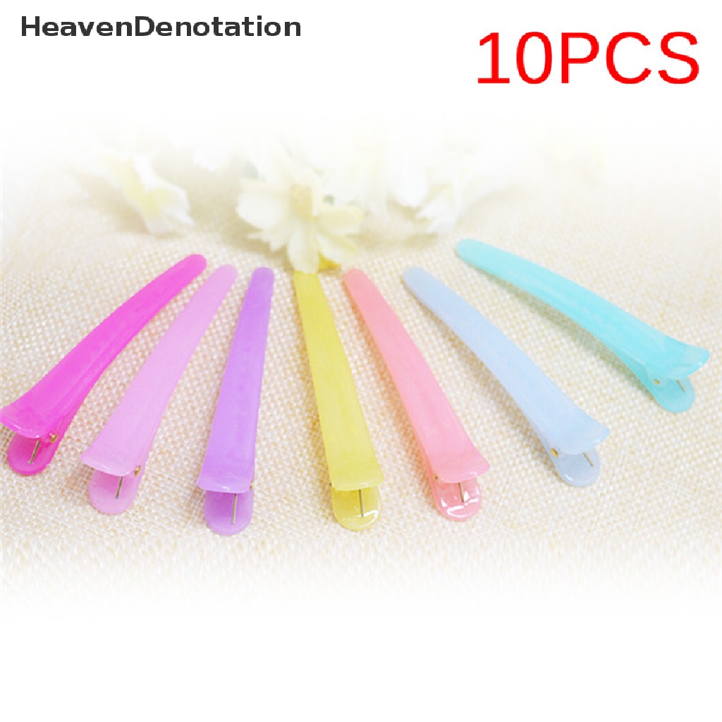 (Heavendenotation) 10pcs Jepit Rambut Buaya Bahan Plastik Warna Campur Untuk Anak Perempuan Diy