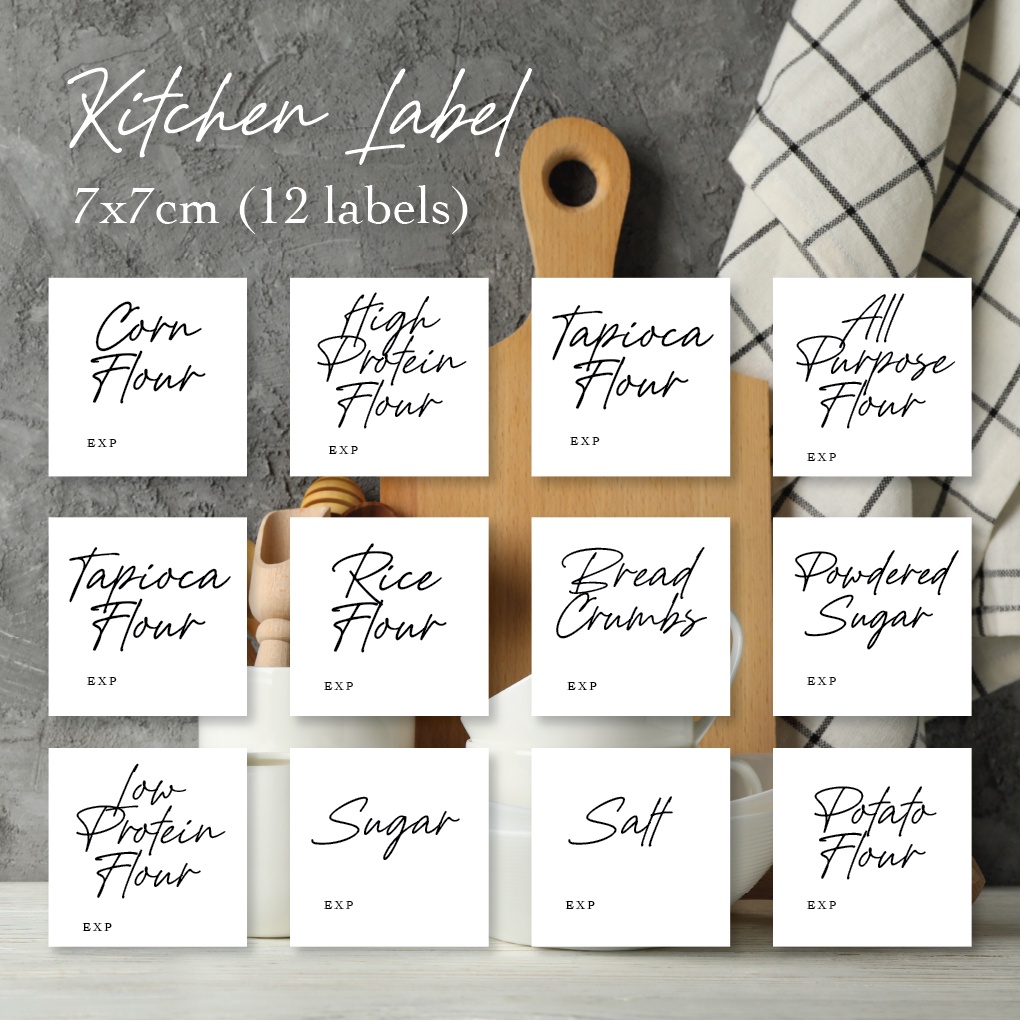 

STICKER LABEL SET VYNIL KITCHEN HOME BAKING ORGANIZER