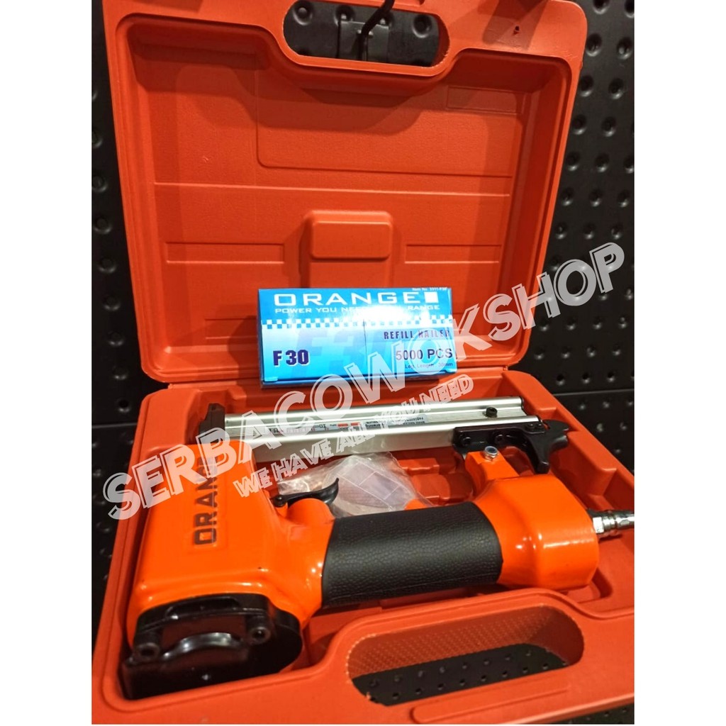 Paket Orange Mesin Staples Angin Tembak Paku Air Nailer Lurus F30 + Isi F30 Lippro Termurah Berkualita