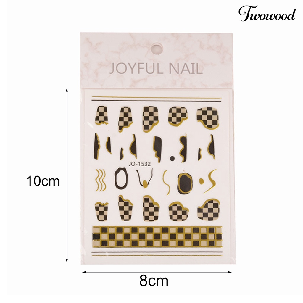 Twowood Stiker Kuku Motif Geometri 3D Ultra Tipis Untuk Dekorasi Nail Art / Manicure