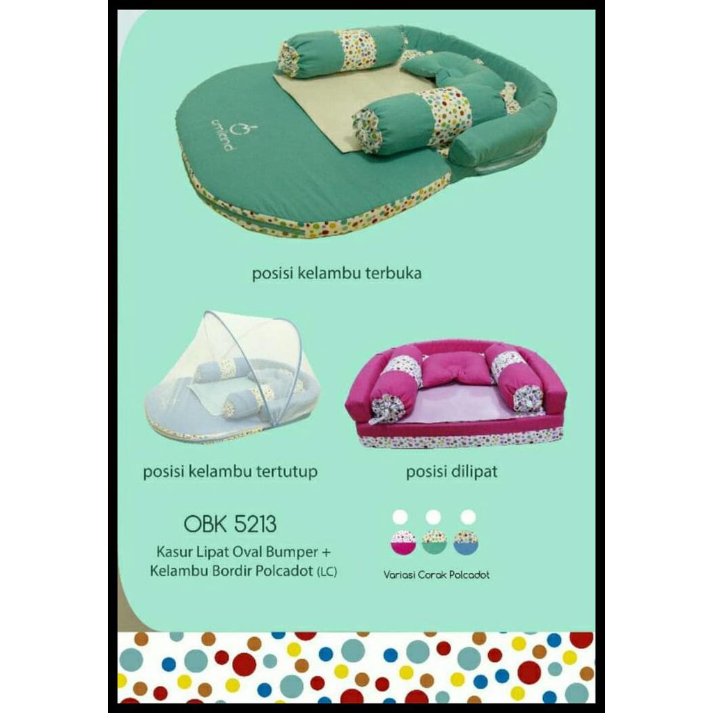 OMILAND KASUR BAYI LIPAT OVAL BUMPER + KELAMBU PRINT POLKADOT OBK 5213 - PINK