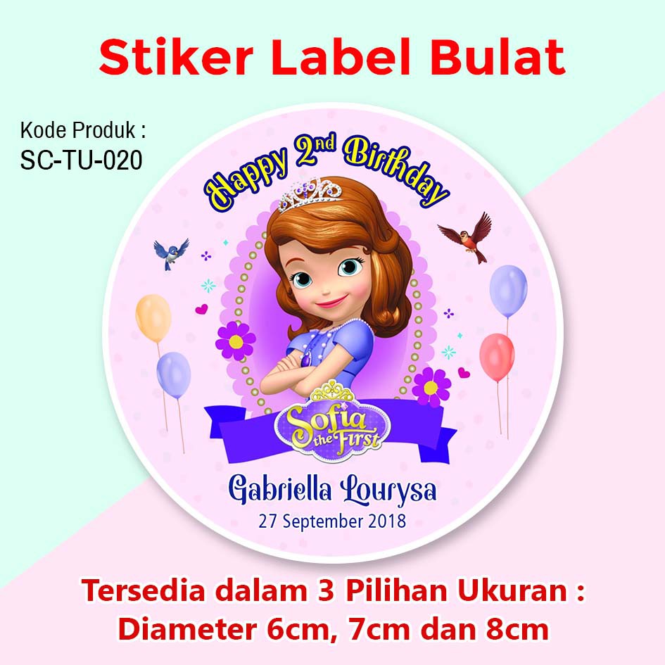 Stiker Label Ulang Tahun Anak Sticker Tumpeng Mini Souvenir Sofia Shopee Indonesia