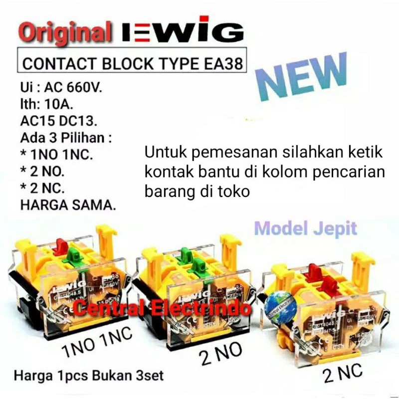 Selector Switch EWIG 22mm EA38-11X/2 2Posisi ON-OFF 1NO 1NC.