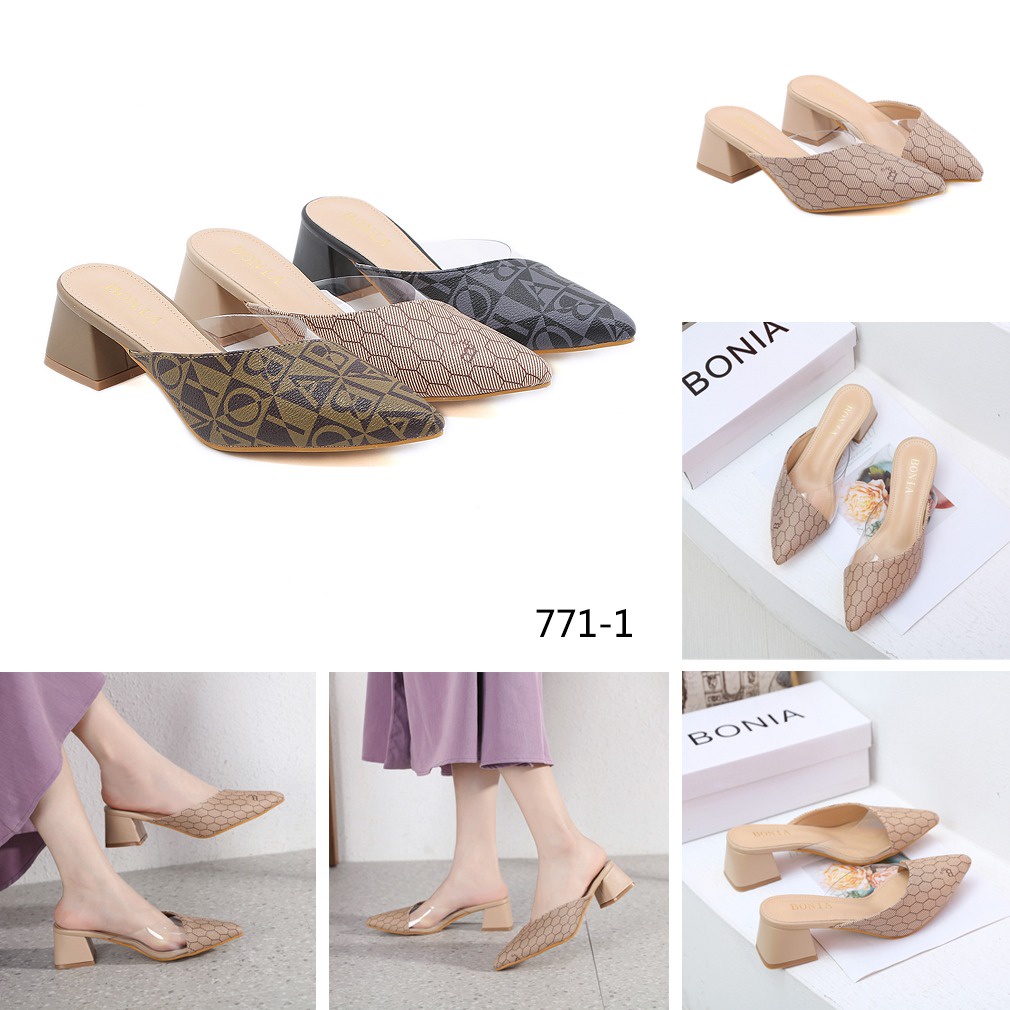 BO With Vinyl Block Heel Shoes 771-1