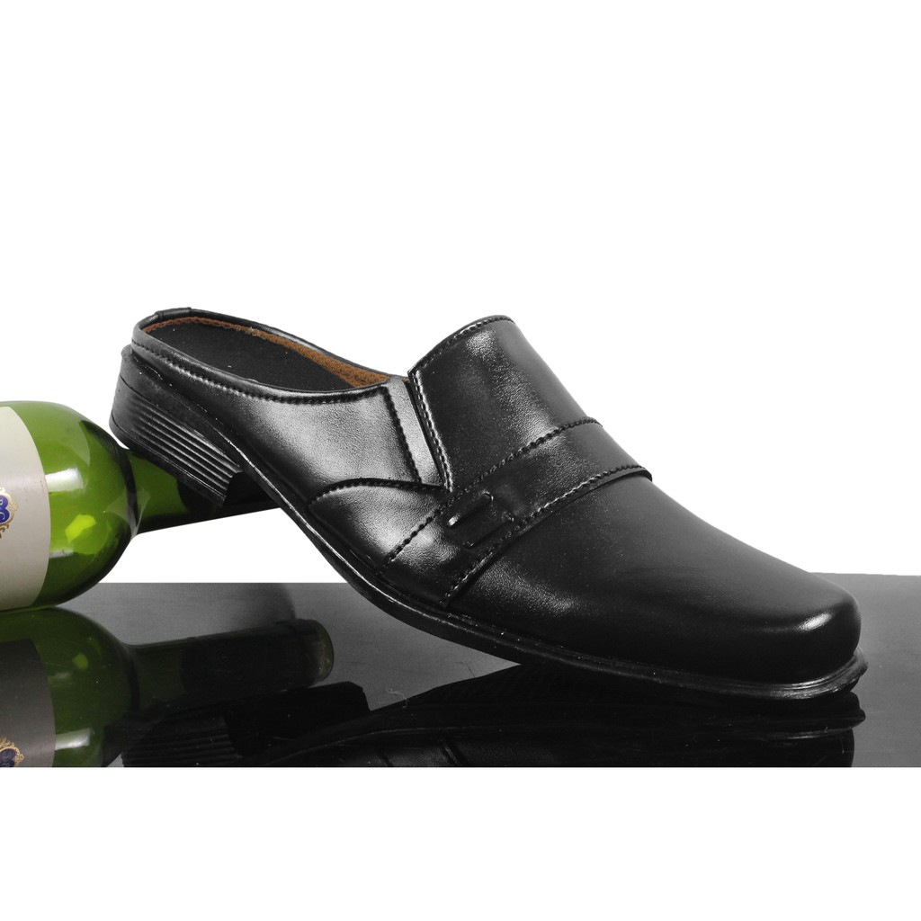 Sepatu Bustong Selop Pria Crocodile Riung Formal Pantopel Kerja Kantor Kondangan Pantofel Hitam