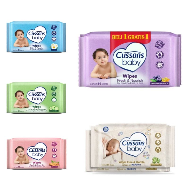 Cussons Baby Wipes 50s Beli 1 Gratis 1/Tisu Basah Bayi/Wet Tissue