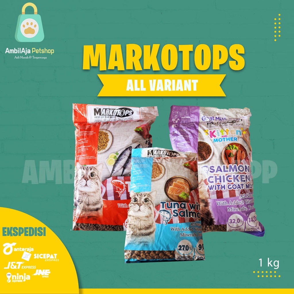 Makanan kucing Markotops 1kg All Variant Dry Food For All Life Stages