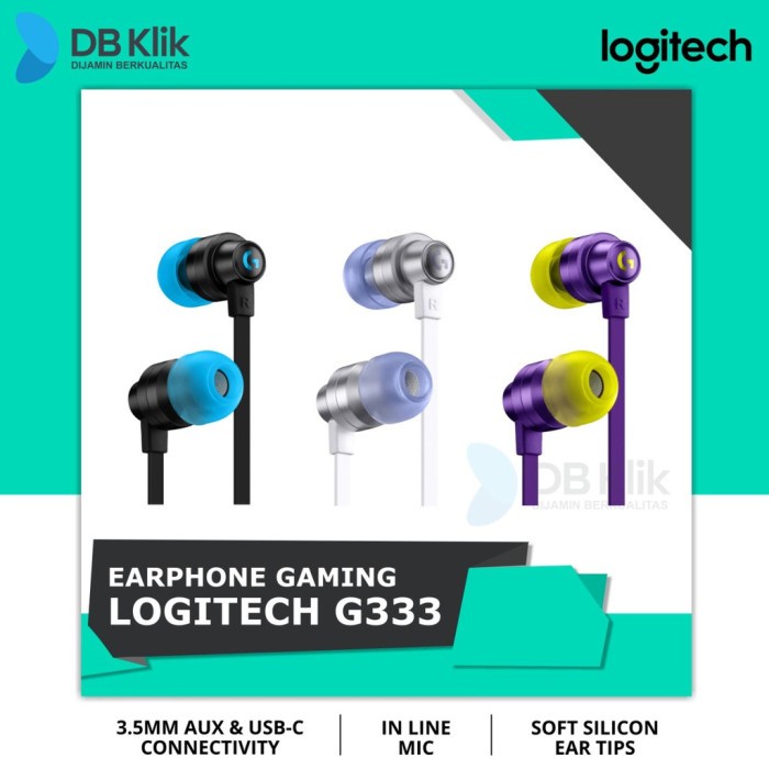 Earphone Gaming Logitech G333 Wired - Logitech G333 Gaming Earphone