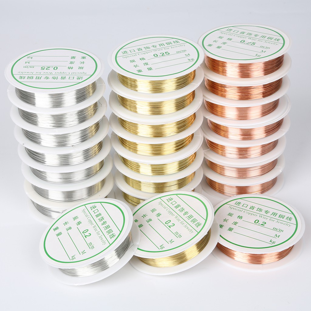 Kawat Tembaga Lapis Emas Ukuran 0.3/0.4/0.5/0.6/0.8mm 2.5/4.5/6.5/8/15m Untuk Membuat Perhiasan Diy