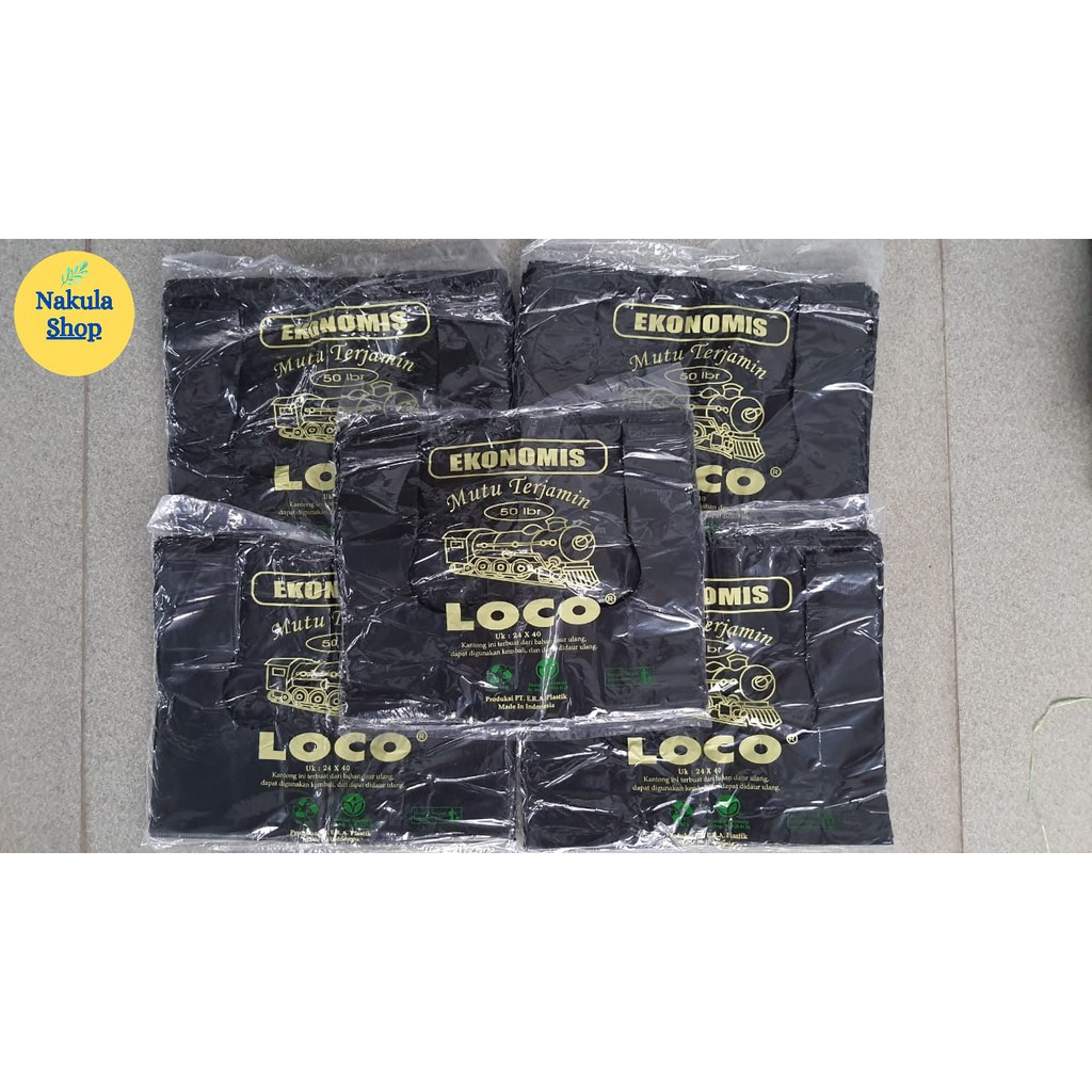 Kantong Plastik Kresek Loco Ekonomis 28 x 48 Hitam isi 50 lembar