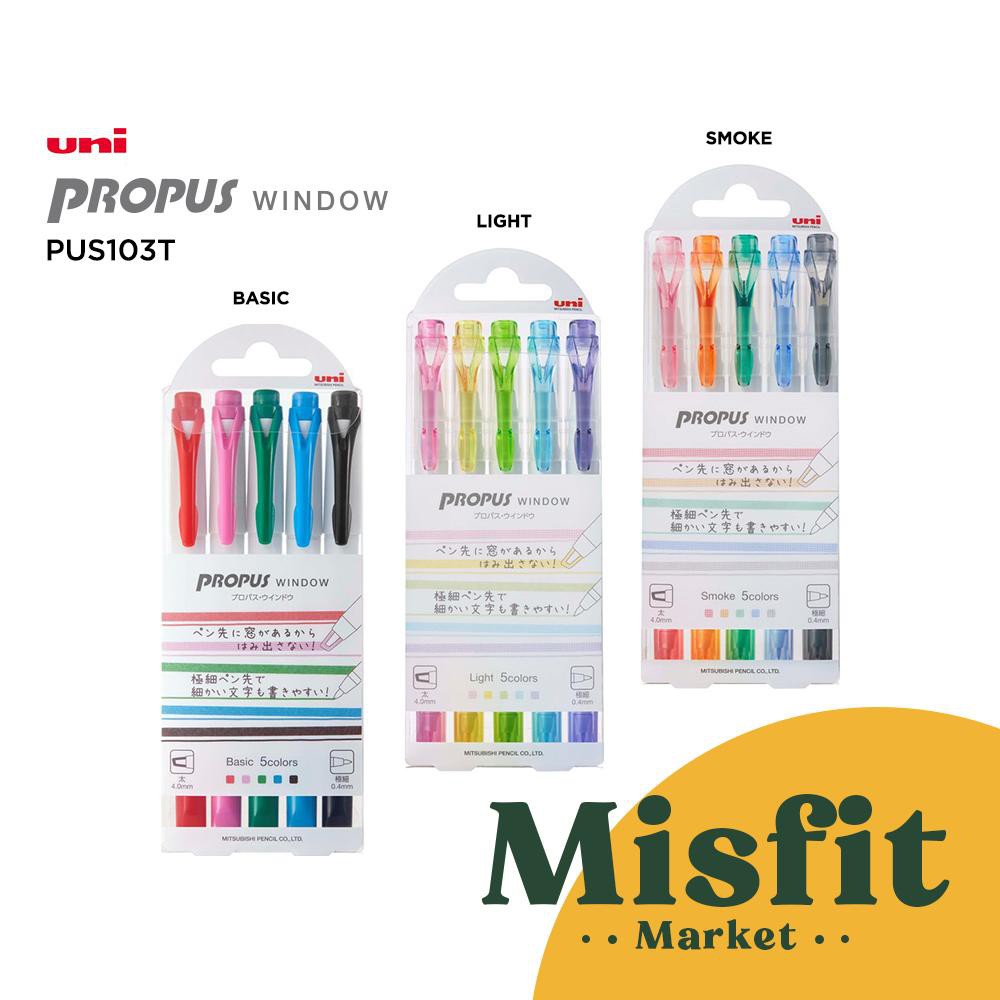 

UNI Propus Window Highlighter (5 Colors Set) Marker Light Basic Smoke