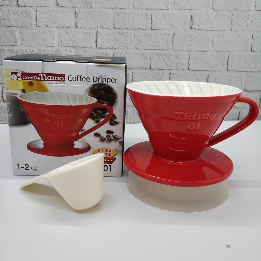 Tiamo Ceramic Coffee Dripper V60 1-2 Cup / Tiamo Coffee Dripper V60 size 01 untuk 1-2 Cup Kopi