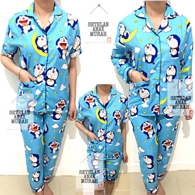 Baju Piyama Wanita Dewasa Motif Doraemon / Pakain Tidur Dewasa / Baju tidur Dewasa / piyama murah