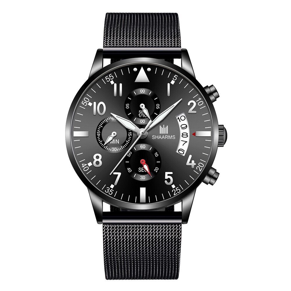 (BISA BAYAR DITEMPAT) Jam Tangan SHARMS Pria Strap Stainless tali pasir Kalender Model Casual Cowok- jam tangan 100% import dan model terbaru 2023