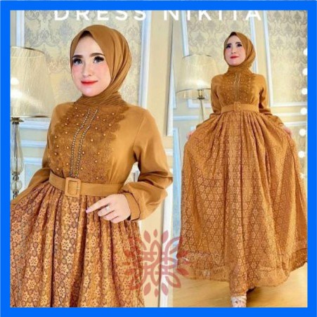 Baju Gamis Muslim Terbaru 2021 Model Baju Pesta Wanita kekinian Bhn Moscrepe Brokat Kondangan Remaja