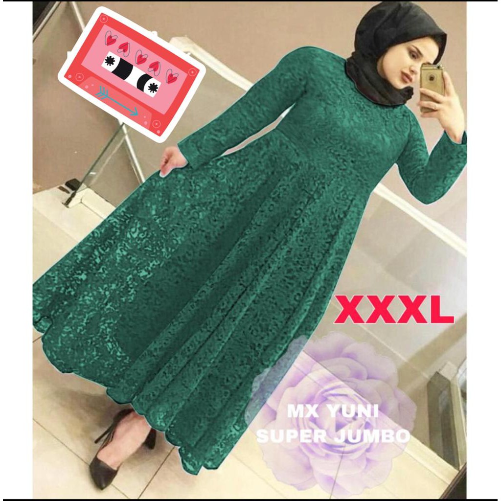 (JAMIN REALPICT) GAMIS YUNI SUPER JUMBO XXXL BUSUI BIGSIZE MAXI DRESS MUSLIM BRUKAT TULANG TIMBUL