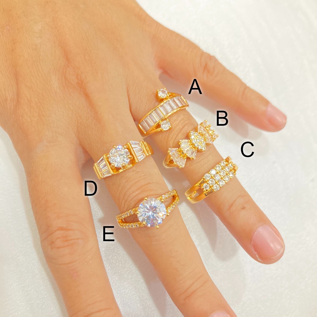 noin_acc Cincin Wanita Cincin Lapis Emas Dewasa Permata - C2#AI