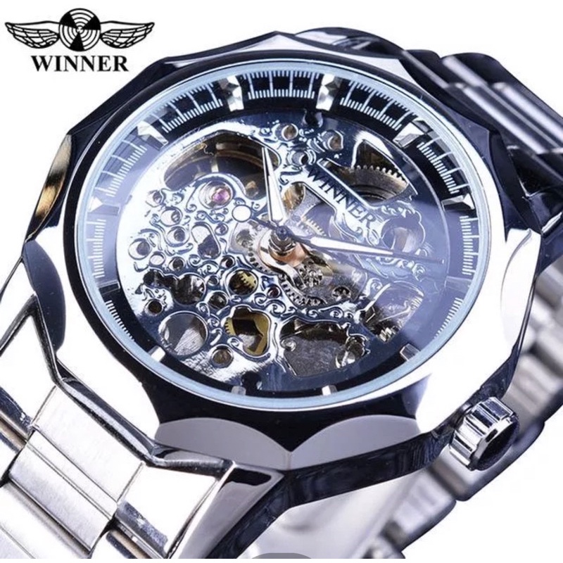 Jam Tangan Winner Automatic Transparan Bisnis Klasik Sporty