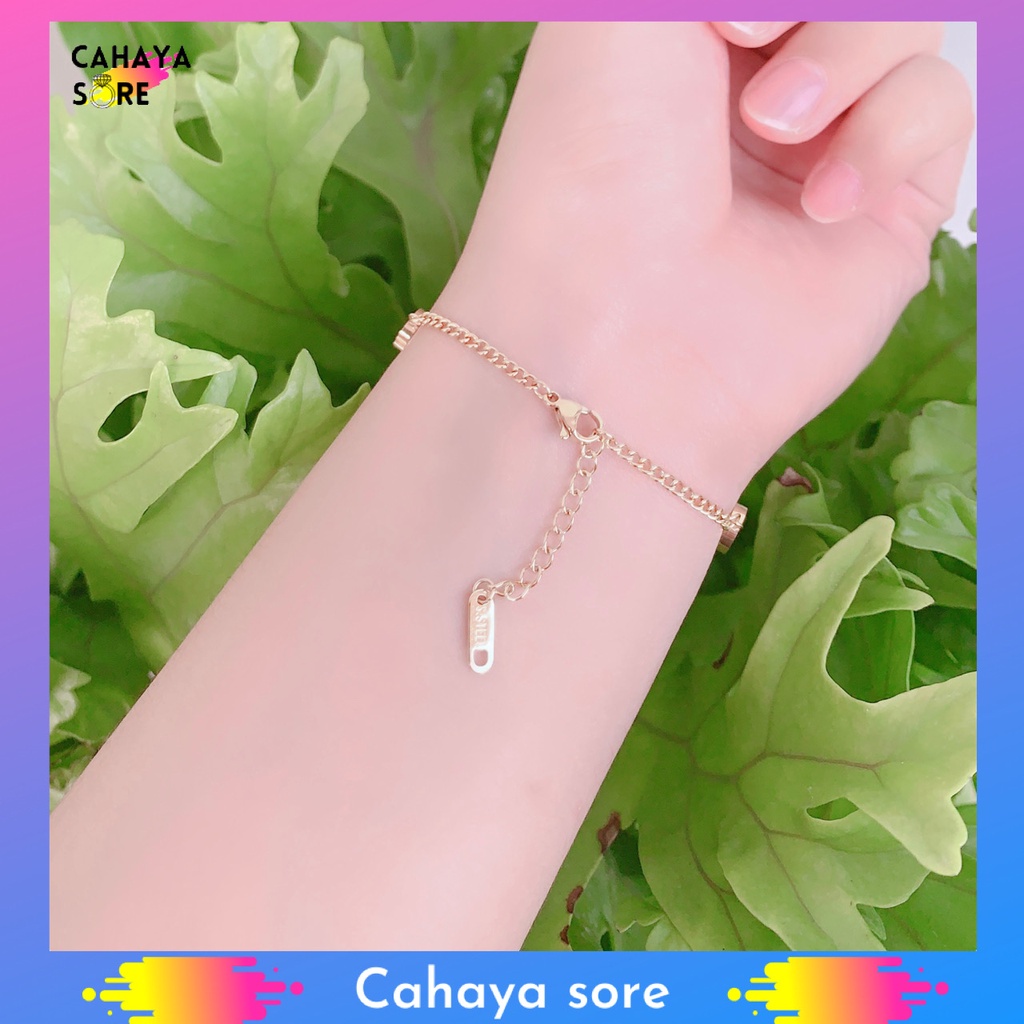 Titanium Gold Silver Gelang Tangan Dewasa Model Rantai Batu G70